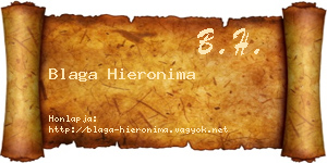 Blaga Hieronima névjegykártya